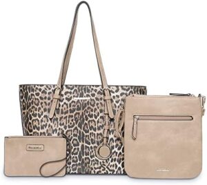 Montana West Fashion 3 pcs Handbag Set Leopard Print Tote Bag Conceal Carry Purse for Women