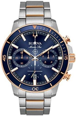 Bulova Men’s Marine Star ‘Series C’ Chronograph Quartz Watch, Luminous Markers, Rotating Dial, 200M Water Resistant, 45mm