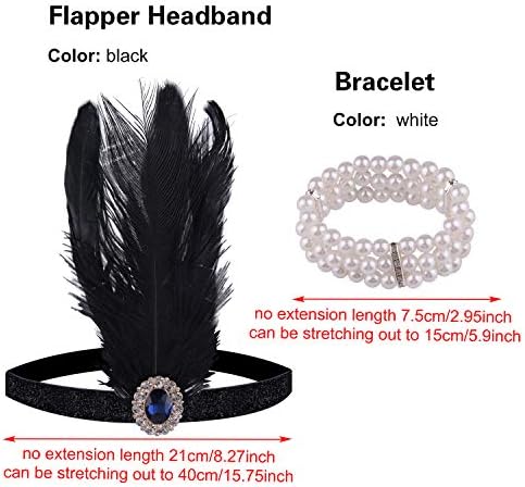 FEPITO 1920s V Neck Sequin Beaded Fringed Dress with 20s Accessories Set - Image 7