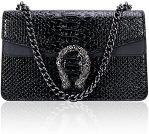 Aiqudou Crossbody Bag and Satchel Purse for Women – Fashion Snake Print Chain Purse Luxury PU Leather HandBag