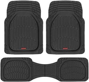 Motor Trend FlexTough Floor Mats for Cars, Black Deep Dish All-Weather Car Mats, Waterproof Trim-To Fit Automotive Floor Mats for Cars Trucks SUV, Universal Floor Liner Car Accessories