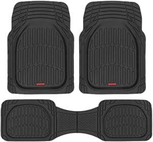 Motor Trend FlexTough Floor Mats for Cars, Black Deep Dish All-Weather Car Mats, Waterproof Trim-To Fit Automotive Floor Mats for Cars Trucks SUV, Universal Floor Liner Car Accessories