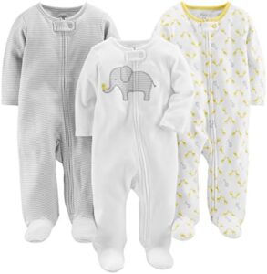Simple Joys by Carter’s Unisex Babies’ Cotton Footed Sleep and Play, Pack of 3
