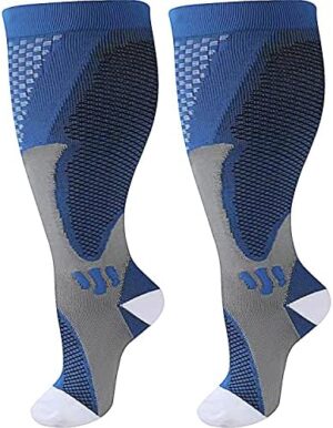 DZSoCoki Plus Size Compression Socks Wide Calf for Women Men, Extra Large Compression Stocking for Nurse Sport Travel Edema
