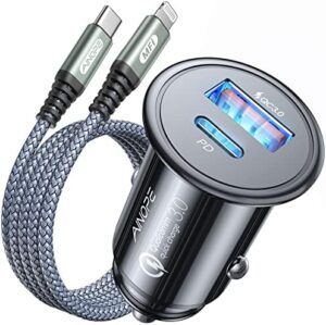 AINOPE 54W for iPhone Car Charger Port Fast Charging【Apple MFi Certified】Car Charger iPhone,Cigarette Lighter USB Charger,Mini USB C Car Charger Adapter PD3.0&QC3.0 for iPhone 14 Pro Max/14 Plus/13/12