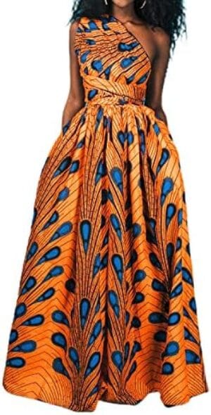 Giovacker Women’s African Print Casual Party Dress Dashiki Traditional Costume