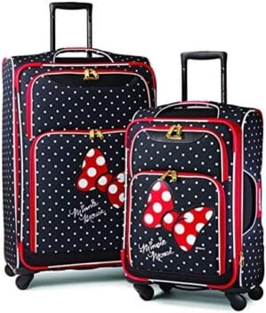 American Tourister Disney Softside Luggage with Spinner Wheels, Minnie Mouse Red Bow, 2-Piece Set (21/28)