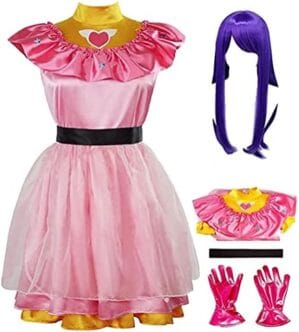 Haocoyee Oshi No Ko Cosplay Costume Ai Hoshino Akuamarin Anime Cosplay Uniform Pink Dress Outfit with Wig for Girls Women