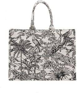 Fashion luxury tote bag cotton linen one shoulder handbag large capacity jacquard embroidery retro exquisite graffiti(L)