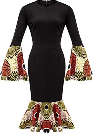 DOAFRIAFRI Women African Print Casual Dress Ankara Traditional Long Maxi Dress