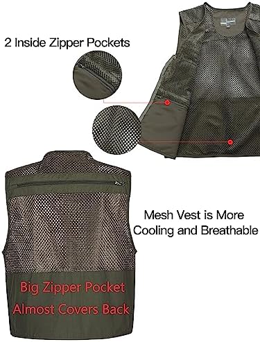 Flygo Mens Summer Outdoor Work Safari Fishing Travel Photo Vest with Pockets - Image 6