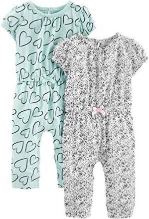 Simple Joys by Carter’s Baby Girls’ Fashion Jumpsuits, Pack of 2