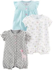 Simple Joys by Carter’s Baby Girls’ Snap-Up Rompers, Pack of 3