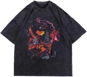 Vamtac Vintage Graphic Harajuku Tshirt Loose Oversize Short Sleeve Streetwear Casual Tops Aesthetic Tee