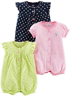 Simple Joys by Carter’s Baby Girls’ Snap-Up Rompers, Pack of 3