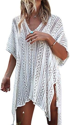 Jeasona Women’s Bathing Suit Cover Up for Beach Pool Swimwear Crochet Dress