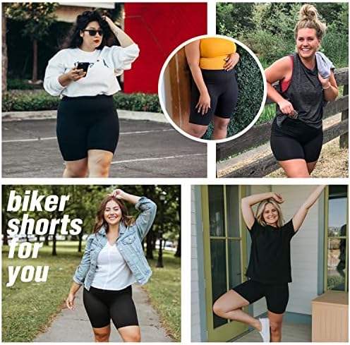 Introducing the Clasmix 3 Pack Plus Size Biker Shorts for Women (1X-4X): High-Waisted, Non-Transparent Workout Shorts with Super Soft Fabric, Perfect for Yoga in Black Color. - Image 7