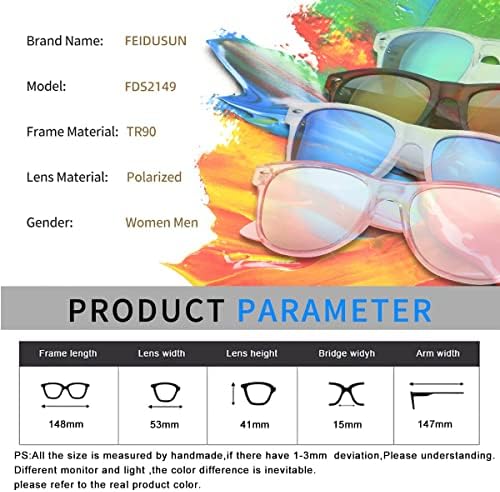 FEIDUSUN Sunglasses Men Polarized Sunglasses for Mens and Womens,Black Retro Sun Glasses Driving Fishing UV Protection - Image 3