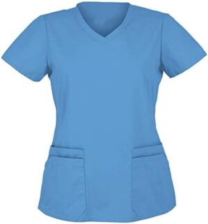 Working Uniforms Scrub Tops T-Shirts Floral Printed Turtle Neck Tank Top Dressy Short Sleeve Oversized T Shirts