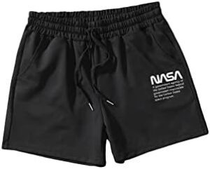 GORGLITTER Men’s Casual Slogan Graphic Track Shorts Drawstring Elastic Waist Running Streetwear Shorts with Pockets