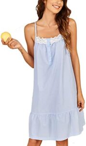 Ekouaer Women’s 100% Cotton Lace Nightgown Sleep Dress Victorian Sleepshirt Strap Gown