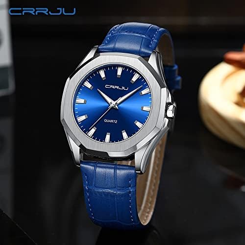 CRRJU Men's Fashion Luxury Classical Leather Watches for Men Business Simple Luminous Analog Quartz Wristwatches - Image 3