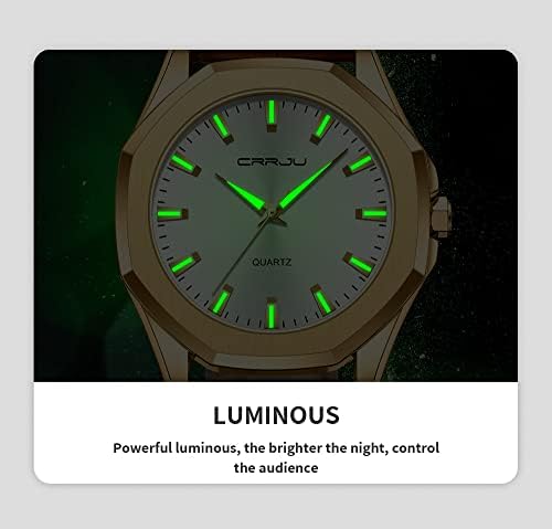 CRRJU Men's Fashion Luxury Classical Leather Watches for Men Business Simple Luminous Analog Quartz Wristwatches - Image 6