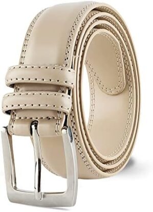 Prospero Comfort Men’s Genuine Leather Belt ‘ALL LEATHER’ Classic Dress Casual Double Stitch 35mm