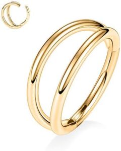 PEAKLINK 316L Surgical Steel Septum Clicker Ring Nose Ring Hoop Sleeper Hoop Earring Helix Rook Conch Cartilage Daith Tragus Earrings Lobe Nose Piercing Jewelry for Women Girls