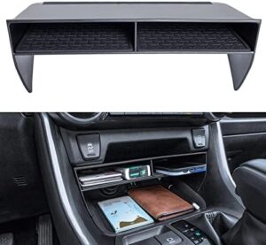 TOPINSTALL New Wider Opening Console Organizer Compatible with Toyota Rav4 2019-2022 2023 Accessories, Bigger Divider Slot Tray for Phone with Case, Black ABS Material Storage Insert