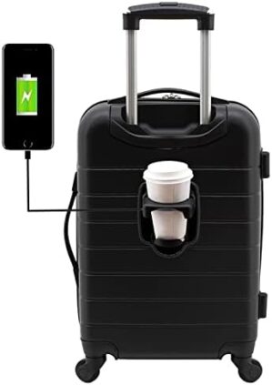 Wrangler 20″ Smart Spinner Carry-On Luggage With Usb Charging Port ,Black