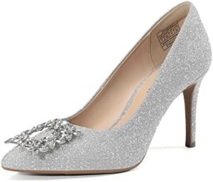 DREAM PAIRS Women’s High Heels Wedding Rhinestone Pumps Closed Toe Stiletto Sparkly Sexy Pointed Toe Bridal Dress Shoes