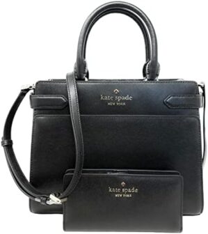Kate Spade New York Staci Medium Saffiano Leather Satchel Purse With Matching Lg Slim Bifold Wallet