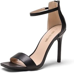 DREAM PAIRS High Heels Stillettos Square Toe Heels for Women Ankle Strap Heels Sexy Comfort Strappy Dress Shoes Wedding Bridal Pumps Sandals