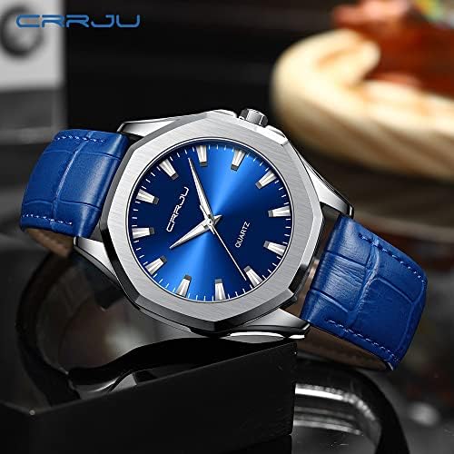 CRRJU Men's Fashion Luxury Classical Leather Watches for Men Business Simple Luminous Analog Quartz Wristwatches - Image 4