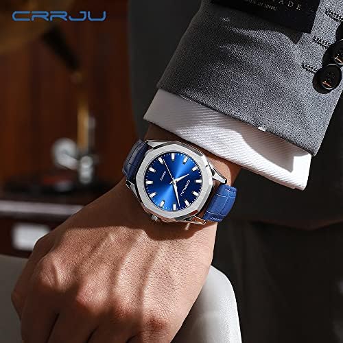 CRRJU Men's Fashion Luxury Classical Leather Watches for Men Business Simple Luminous Analog Quartz Wristwatches - Image 5
