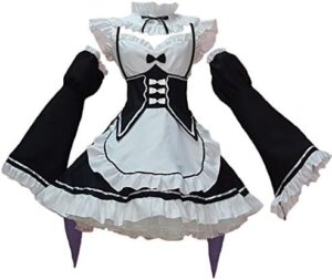 Ainiel Women’s Maid Outfit Dress Anime Maid Costume Cosplay Lolita Fancy Dress Maid Dress With Socks Headwear Sets