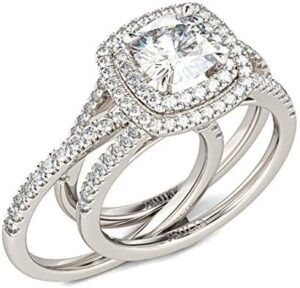 Jeulia Brilliant Classic Band Rings Sets for Women 925 Sterling Silver Fashion Ring Sets Wedding Engagement Anniversary Promise Ring Bridal Sets Jewelry