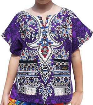 RaanPahMuang Unisex Bright Africa Classic Childrens Dashiki Cotton Shirt Boys Girls