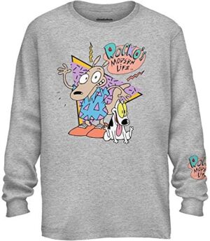 Nickelodeon Mens Long Sleeve Shirt - #TBT Mens 1990's Clothing - Rugrats, Hey Arnold, Rocko's Modern Life