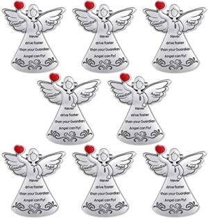 Guardian Angel Sun Visor Clip Never Drive Faster Fun Car Accessories Car Stuff for Teens Christian Car Visor Clip Angel Visor Clip Religious Gift for Teens, Family, Friend, Driver (8 Pieces)
