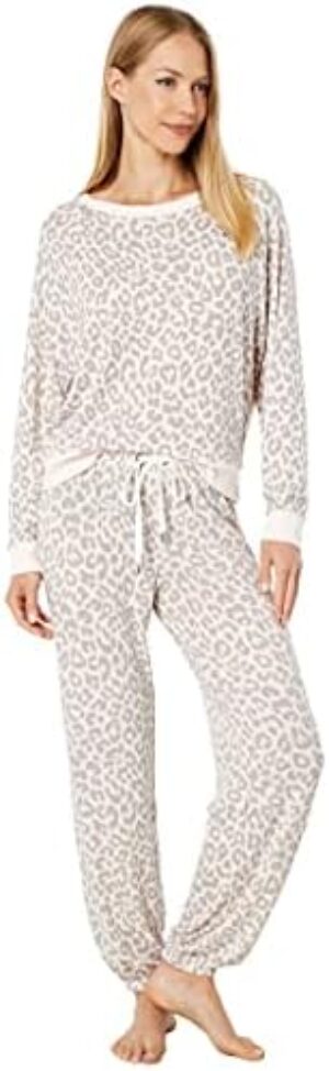 Honeydew Intimates Star Seeker Brushed Jersey Lounge Set Sugar Cookie Leopard SM