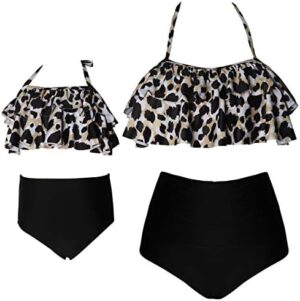 2Pcs Baby Girl Swimsuit High Waisted Bathing Suit Halter Neck Swimwear Women Bikini Sets for Family