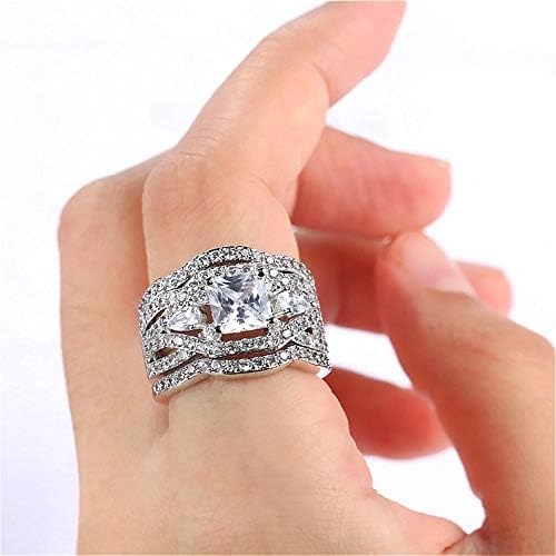 Women 3 Piece Black Gold Filled 1.5 Carat White CZ Wedding Engagement Eternity Bridal Ring Set - Image 4