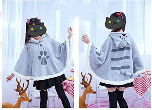 KINOMOTO Game Cat Atsume Hooded Cape Cosplay Costume Gray Cat Cotton Cloak Poncho - Image 6