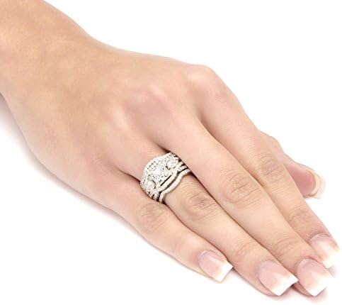 Women 3 Piece Black Gold Filled 1.5 Carat White CZ Wedding Engagement Eternity Bridal Ring Set - Image 5