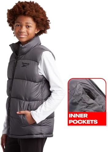 Reebok Boys Puffer Vest - Kids Lightweight Quilted Full Zip Vest - Outerwear Sleeveless Jacket for Boys (8-20) - Image 3