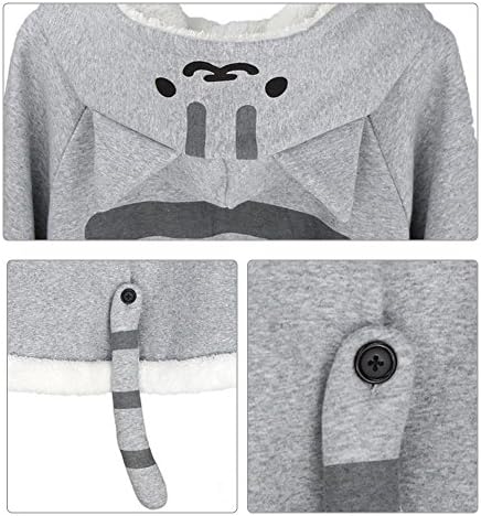 KINOMOTO Game Cat Atsume Hooded Cape Cosplay Costume Gray Cat Cotton Cloak Poncho - Image 7