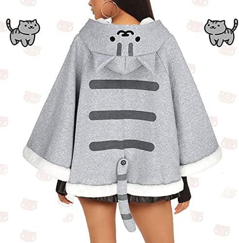 KINOMOTO Game Cat Atsume Hooded Cape Cosplay Costume Gray Cat Cotton Cloak Poncho - Image 2