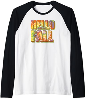 Adorable Fall Lovers' Cute Seasonal Apparel "Hello Fall" Raglan Baseball Tee